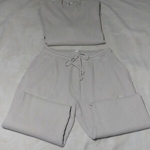 Madhappy Logo Waffle Knit 2 piece set with pant and sweatshirt  in Beige size M